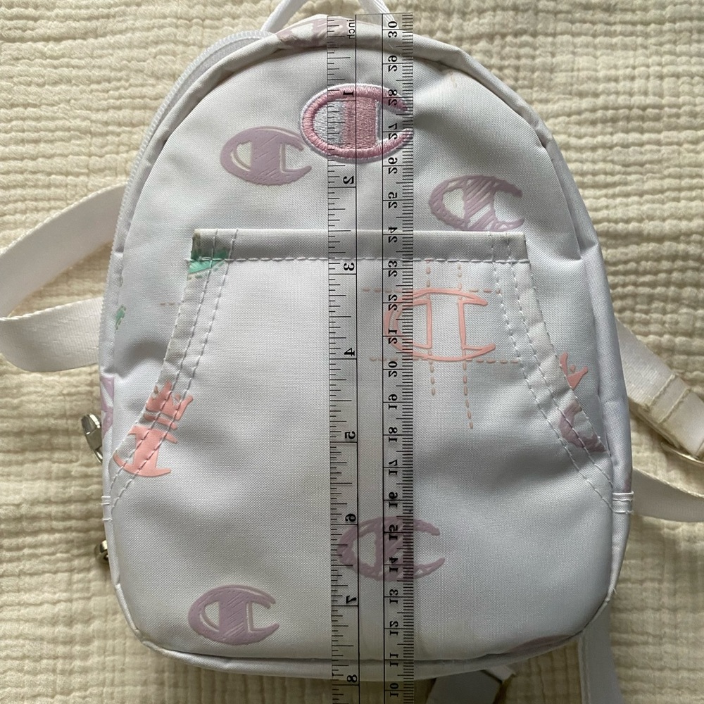 White Monogram Champion Mini Convertible Backpack/ Shoulder Bag - Picture 5 of 7